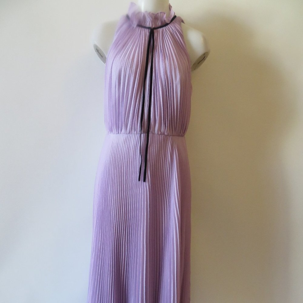 JILL STUART LAVENDER PLEATED TIE NECK DRESS  SZ 12*